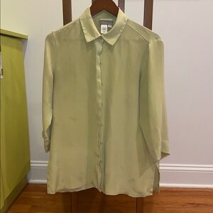 Light Green Silk Button-Up Blouse